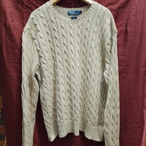 Vintage Polo Ralph Lauren Cable Knit Beige Sweater sz XXL